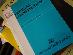 The Federal Constitution is available at Popular and MPH Bookstore for RM 10. 
